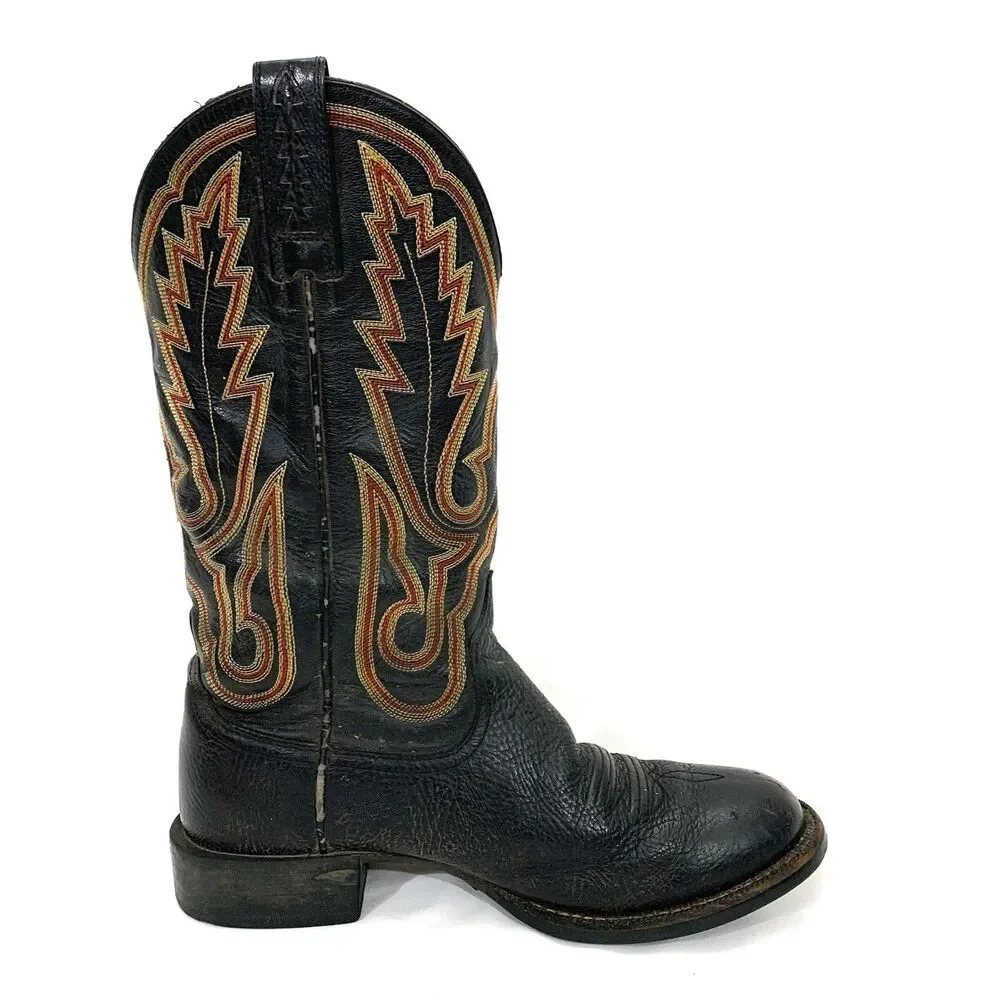 Ariat  38605 Black Leather Boots Red/Gold Stitching Men’s Size 7.5 D